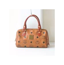 Authentic Vintage Mcm Visetos Cognac Monogram Mini Tote Etsy Stylish Tote Bag Etsy Fashion Mini Tote