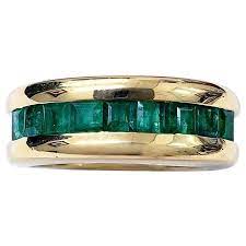 Vintage 0 50 Carat Green Emerald Band Ring Emerald Band Ring Emerald Band Mens Emerald Rings