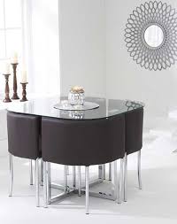 The Algarve Glass Stowaway Dining Table With Brown High Back Stools Reviews Glass Dining Table Oak Dining Furniture Glass Dining Set