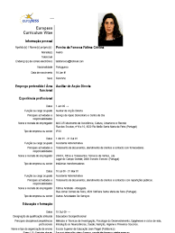 Licenciatura em alemâo e francês tema da tese: Europass Curriculum Vitae Portugues Exemplo Preenchido Novo Exemplo