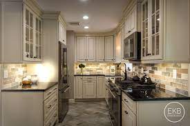Waypoint 660r Cabinets In Painted Hazelnut Glaze And Granite Absolute Black Countertops Kitchen Design Kitchen Remodel Glazed Kitchen Cabinets