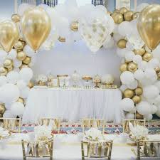 Stunning Chrome Gold And White Diy Balloon Garland Kit Perfect For Weddings Baby Shower Parties White Party Decorations Gold Theme Party Gold Birthday Party