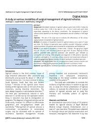 Pdf A Study On Various Modalities Of Surgical Management Of Sigmoid Volvulus