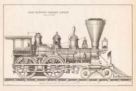 Vintage Train Art Print The Thomas Rogers 1860 In Black Etsy Train Art Vintage Train Train Drawing