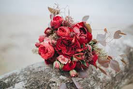 Fall wedding bouquet with amaranthus. Red Wedding Bouquet Ideas Beloved Blog