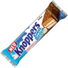 Five delicious layers of crispy baked wafers, milk crème. Knoppers Kokos Riegel Mit Milchcreme Kokos Candyshop Ch Schweizer Susswaren Shop Nr 1