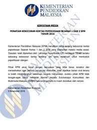 Disini falif.com ingin kongsikan soalan percubaan bagi subjek sejarah negeri perak tahun 2018. Kertas 1 2 Sejarah Spm 2016 Bocor Ini Kenyataan Kpm Cikgu Share