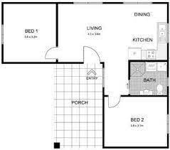 Floor plan detail house plans with two bedrooms: L Shaped 50 Sqm Granny Flat Plan Google Search Pool House Plans Granny Flat Plans L Shaped House Plans