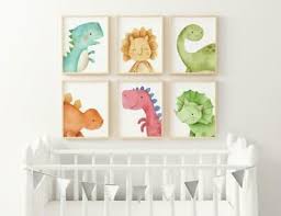 Dinosaur Watercolor Nursery Prints Set Baby Kids Room Pictures Wall Art Decor Ebay In 2020 Dinosaur Nursery Decor Art Wall Kids Dinosaur Nursery Art