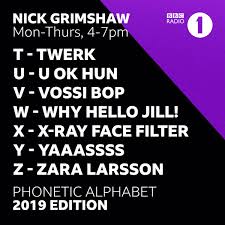 Despite the alphabet being called a phonetic alphabet, it is technically not a phonetic alphabet at what started as a means of compensating for poor radio transmission has now turned into a new. Bbc Radio 1 On Twitter Grimmers Has Given The Phonetic Alphabet A 2019 Makeover Get Swotting Up As We Might Be Testing You On The New And Improved Version Soon Https T Co V3euuxlr7z