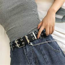 With casual looks, match your belt to your whole outfit, not just your shoes. Belt Punk Double Row Of Holes Aesthetic Grunge Outfit Grunge Fashion Indie Belts