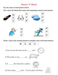 Consonant blends activities for kindergarten and first grade. Consonant Blends L Blends Worksheet