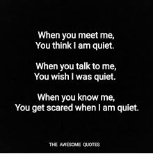 When You Meet Me You Think Li Am Quiet When You Talk To Me You Wish I Was Quiet When You Know Me You Get Scared When I Am Quiet The Awesome