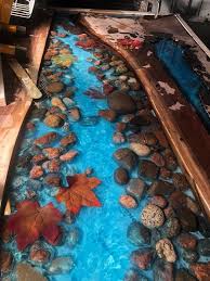 Live Edge River Table With Stones And Leaves Walnut Etsy Epoxy Wood Table Resin Table Wood Table Design