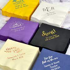 Find personalized wedding napkins, monogrammed beverage and luncheon napkins as well as custom imprinted cocktail napkins. Custom 3 Ply Wedding Cocktail Napkins Wedding Reception Napkins