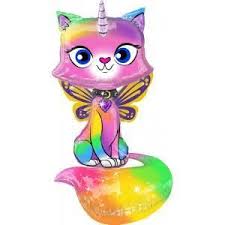 Pkgd Unicorn Kitty Airwalkers 44 Foil Balloon Unicorn Cat Rainbow Butterfly Unicorn Party Decorations