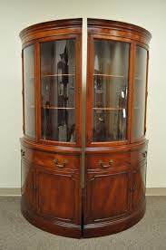 Buy top selling products like southern enterprises lighted corner curio cabinet and larson corner bar cabinet. Pair Of 1940s Curved Glass Demilune Form Mahogany Corner China Cabinets At 1stdibs