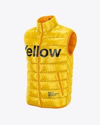 Men S Down Vest Mockup Front Half Side View In Apparel Mockups On Yellow Images Object Mockups Mens Down Vest Clothing Mockup Down Vest
