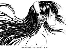 Listening to calm music, white noise, and other soothing sounds can also lower one's heart rate and help them relax before falling asleep. Relaxed Anime Girl Headphones Listening Music Stock Illustration 1726122424