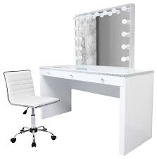 Maybe you would like to learn more about one of these? Glam Crystal Vanity Set With Led Mirror And Dimmer White Contemporary Bedroom Makeup Vanities By Krugg Reflections Houzz