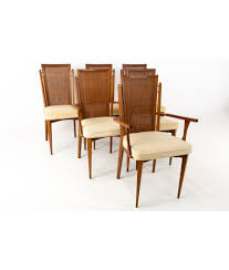 Chairs dining chairs set of two faux leather chairs high back chairs fokitchen. American Of Martinsville Mid Century Walnut And Cane High Back Dining Chairs Set Of 6