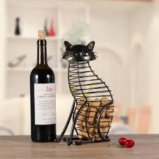 Red wine bottle toilet brush novelty loo lavatory bog bathroom gift black holder. Metal Cat Wine Cork Holder Belly Pots