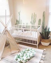 Chambre Bebe Ambiance Nature Lit A Barreau Tipi Tapis Pompom Mur Blanc Stickers Cactus Chambre Bebe B Deco Chambre Bebe Decoration Chambre Bebe Chambre Bebe