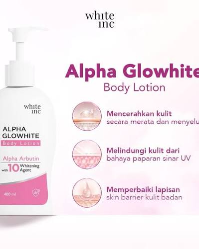 Solusi Andalan Untuk Menghidrasi Kulit Alpha Glowhite Body Lotion.[400ml]  Alpha Glowhite Body Lotion adalah produk Dengan kandungan 10 Whitening  Agents, lotion ini memberikan hidrasi mendalam yang tahan lama, memperbaiki  lapisan skin barrier,