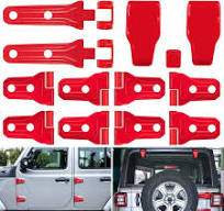 Red Exterior Door Hinge Cover Trims Set for 2018-2023 Jeep Wrangler JL JLU