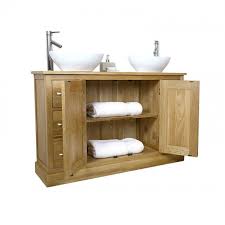 double sink vanity unit with oak