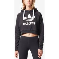 Long Sleeve Black Adidas Crop Top Adidas Treifoil Cropped Hoodie 60 Liked On Polyvore Featuring Tops Hoodies Black Hoodie Crop To Hoodie Fashion Hoodies Womens Women Hoodies Sweatshirts