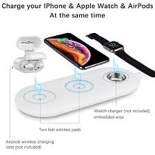amazon com quezqa 無線充電墊 3 合 1 無線充電台 10w qi 快速無線充電架相容於 apple watch series 1 2 3 4 airpods iphone xs max wireless charging pad apple watch apple watch series