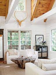 Relax Inside A Calming Ohio Lake House Farm House Living Room Lake House Living Room Home Living Room