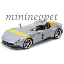 The ferrari sp1 and sp2 monzas, first seen at capital markets day in maranello in 2018, made their motor show debuts at paris the same year, where their. Ferrari Monza Sp1 Silver W Yellow Stripes 1 18 Diecast Model Car Bburago 16013s For Sale Online Ebay