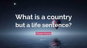 Maybe you would like to learn more about one of these? Ocean Vuong Quote What Is A Country But A Life Sentence