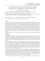Pdf A Critical Discourse Analysis Of Elt Materials In Gender Representation A Comparison Of Summit And Top Notch