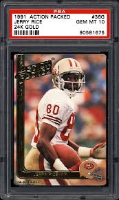 Jerry rice football cards worth. 1991 Action Packed 24kt Gold Jerry Rice 24k Gold Psa Cardfacts