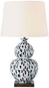 Table Lamps Port 68 Mill Reef Indigo Double Gourd Porcelain Table Lamp White Lamp Shade Lamps Living Room Lamp