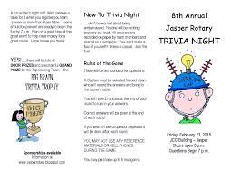 While the city's share of the rapidride h line preparation project along delridge way is winding down, the county's share is continuing. It S Time For Trivia Print Your Rotary Club Of Jasper Facebook