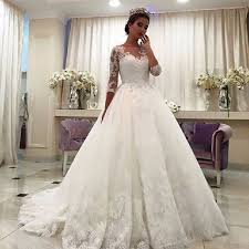 Vintage 3 4 Sleeves Wedding Dress 2017 Illusion Sweetheart Neckline Bridal Gown Clothing Shoes A Online Wedding Dress Bridal Ball Gown Wedding Dress Train