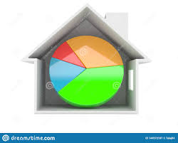 Pie Chart Inside House Cross Section Stock Illustration