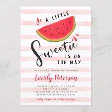 Watermelon Little Sweetie Baby Shower Invitation Zazzle Com Baby Shower Invitations Baby Shower Pink Baby Shower Invitations