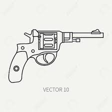 Zeichnen Sie Flachen Einfachen Vektormilitarikonenrevolver Pistole Armeeausrustung Und Bewaffnung Legendare Retro Waffe Cartoon Stil Angriff Soldat Krieg Illustration Und Element Fur Ihr Design Und Wallpaper Lizenzfrei Nutzbare Vektorgrafiken
