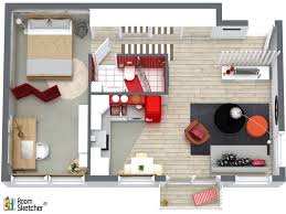 Make your bedroom look bigger with decor. Create Beautiful 3d Floor Plans Online One Bedroom House One Bedroom House Plans One Room Houses