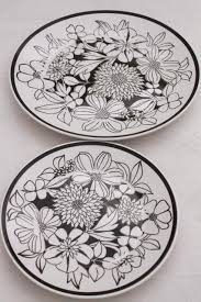 Black And White Floral Dinnerware Mikasa Bouquet Mod Vintage Black White Floral China Cera Stone Pottery Plates Pottery Plates Pottery Mod Vintage