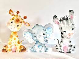 Safari Giraffe Baby Shower Decor Stand Up Safari Animals Nursery Centerpiece Decorations Giraffes Showers Boy Yellow Table Decoration Zoo Ilustracao De Bebe Animais De Aquarela Desenhos De Animais Fofinhos