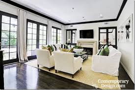 A wide variety of black trim options are available to you, such as trimming type. White Walls Black Trim Contemporary Design White Rooms Black And White Living Room Living Room White