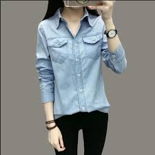 La chemise en jean femme est un basique qui s'accorde avec toutes nos tenues. Chemise En Denim Femme Chemise A Manches Longues Femmes Denim Blouse Classique Chemise Jeans 2018 Coton Slim Hauts Femme Vetements E45 Aliexpress