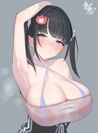 Hentai Booru - Image 2753: areolae areolae_slip  areolae_visible_through_clothing arm_up armpit armpit_fetish armpits  arms_up big_areola big_breasts blush blushing breasts embarrassed  huge_breasts large_areolae odor see-through see-through_bra see ...