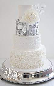 Wedding Ideas By Colour Silver Wedding Cake Decorations Chwv Sequin Wedding Cake Wedding Cake Decorations Winter Wedding Cake